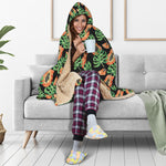 Tropical Papaya Pattern Print Hooded Blanket