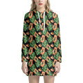 Tropical Papaya Pattern Print Pullover Hoodie Dress