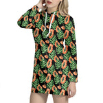 Tropical Papaya Pattern Print Hoodie Dress