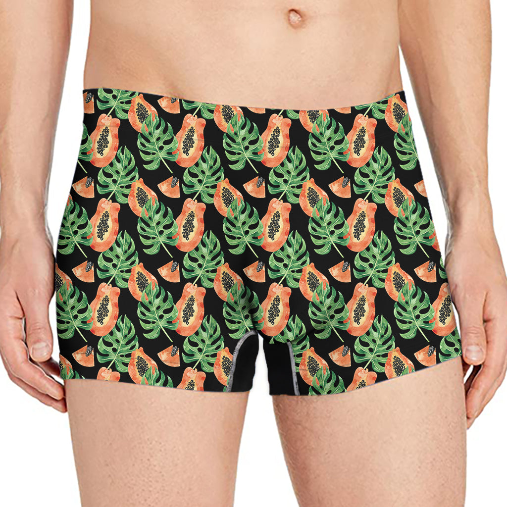 Tropical Papaya Pattern Print Men's Boxer Briefs