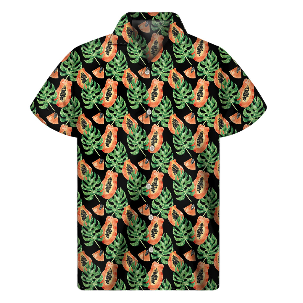 Tropical Papaya Pattern Print Men's Short Sleeve Shirt