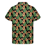 Tropical Papaya Pattern Print Men's Short Sleeve Shirt