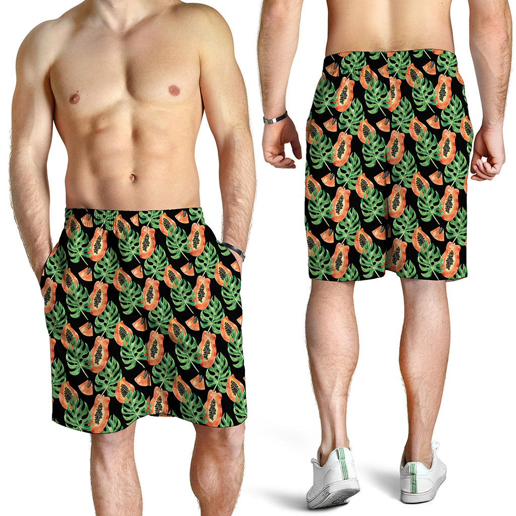 Tropical Papaya Pattern Print Men's Shorts