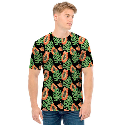 Tropical Papaya Pattern Print Men's T-Shirt