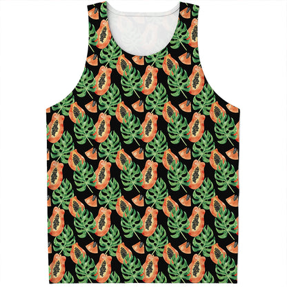 Tropical Papaya Pattern Print Men's Tank Top