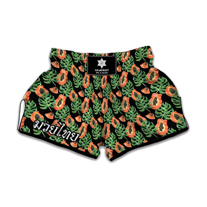 Tropical Papaya Pattern Print Muay Thai Boxing Shorts