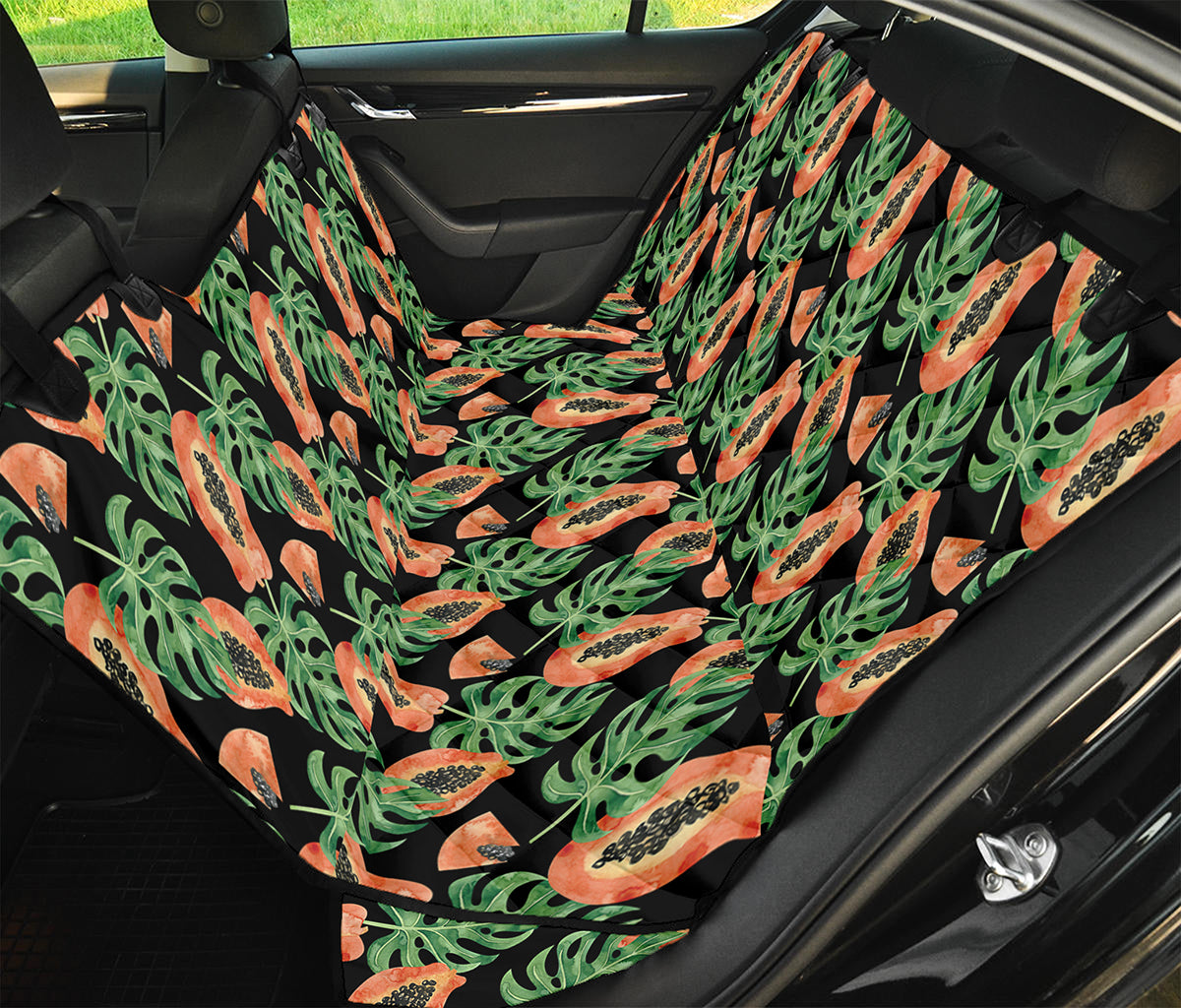 Tropical Papaya Pattern Print Pet Car Back Seat Cover