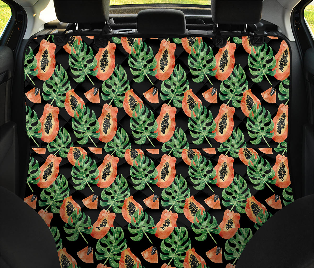Tropical Papaya Pattern Print Pet Car Back Seat Cover