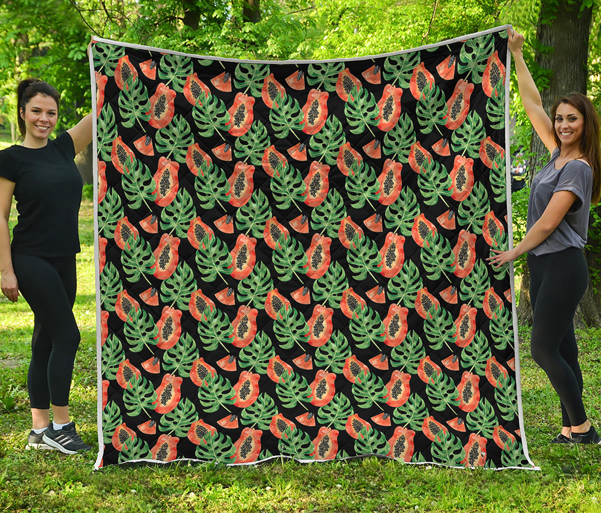 Tropical Papaya Pattern Print Quilt