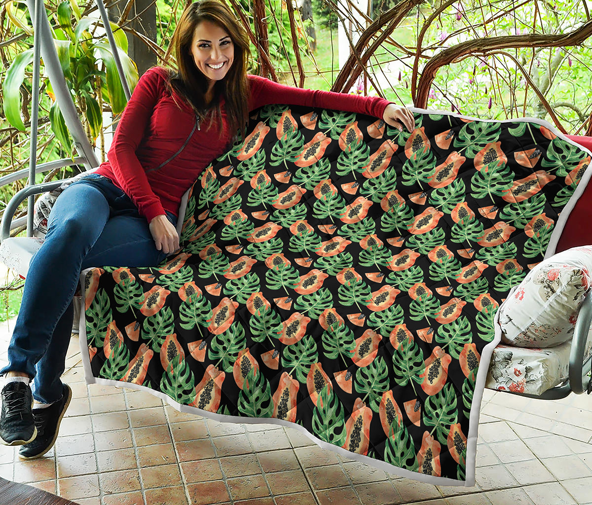 Tropical Papaya Pattern Print Quilt