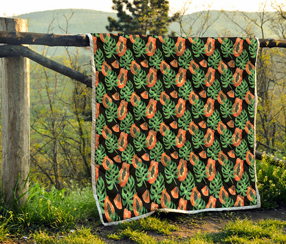 Tropical Papaya Pattern Print Quilt