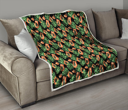 Tropical Papaya Pattern Print Quilt