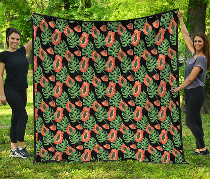 Tropical Papaya Pattern Print Quilt