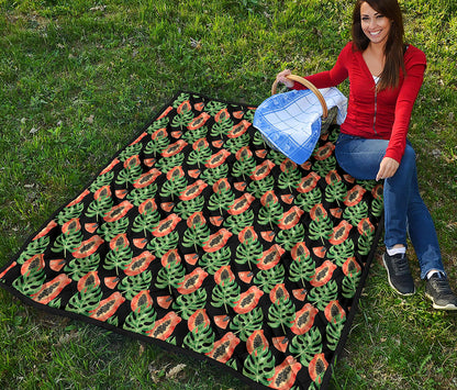 Tropical Papaya Pattern Print Quilt