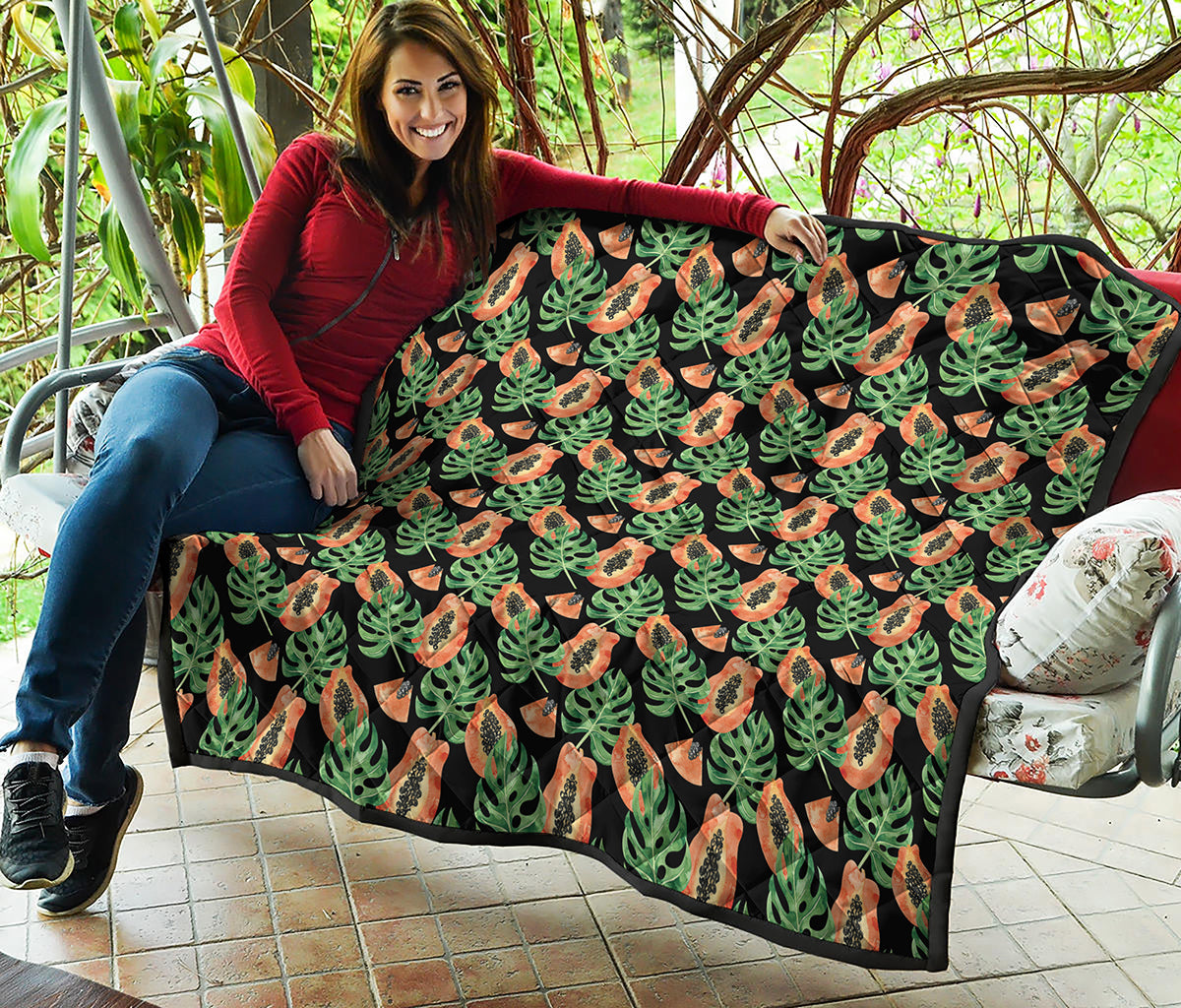 Tropical Papaya Pattern Print Quilt