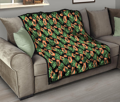 Tropical Papaya Pattern Print Quilt