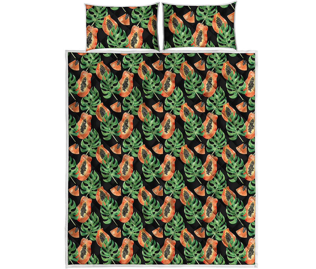 Tropical Papaya Pattern Print Quilt Bed Set