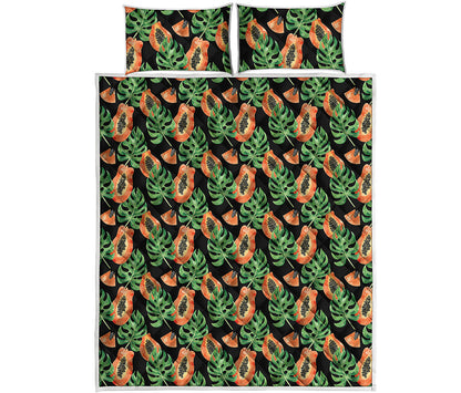 Tropical Papaya Pattern Print Quilt Bed Set