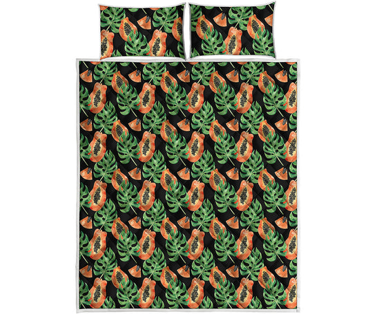 Tropical Papaya Pattern Print Quilt Bed Set