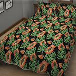 Tropical Papaya Pattern Print Quilt Bed Set