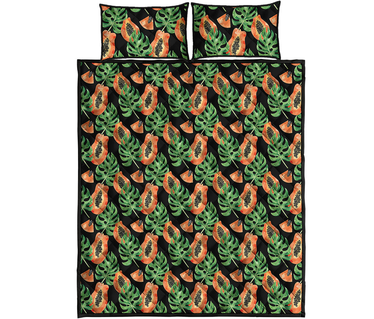 Tropical Papaya Pattern Print Quilt Bed Set