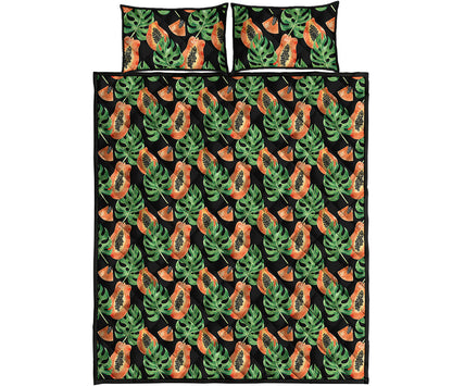 Tropical Papaya Pattern Print Quilt Bed Set
