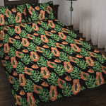 Tropical Papaya Pattern Print Quilt Bed Set