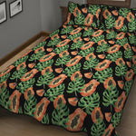 Tropical Papaya Pattern Print Quilt Bed Set