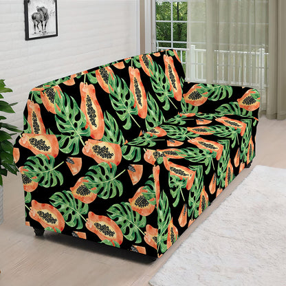 Tropical Papaya Pattern Print Sofa Cover