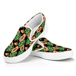 Tropical Papaya Pattern Print White Slip On Shoes