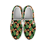 Tropical Papaya Pattern Print White Slip On Shoes