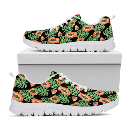 Tropical Papaya Pattern Print White Sneakers
