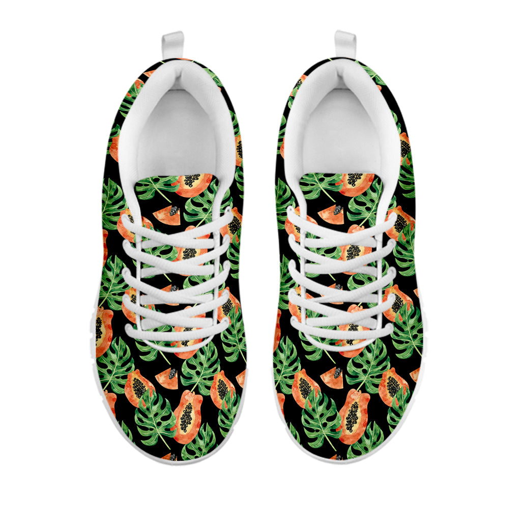 Tropical Papaya Pattern Print White Sneakers