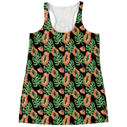 Tropical Papaya Pattern Print Women's Racerback Tank Top