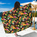 Tropical Paradise Fruits Pattern Print Beach Sarong Wrap