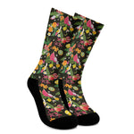 Tropical Paradise Fruits Pattern Print Crew Socks