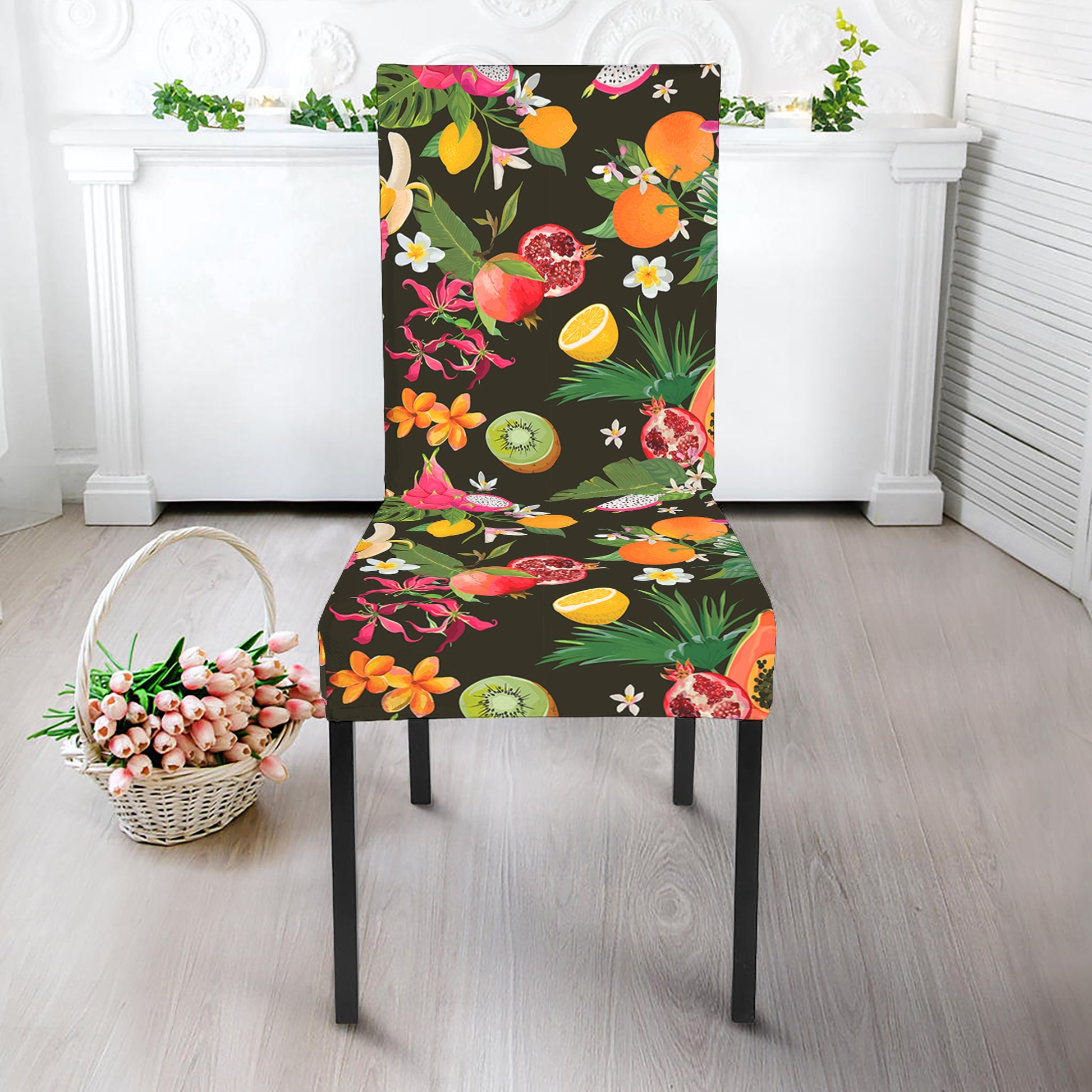 Tropical Paradise Fruits Pattern Print Dining Chair Slipcover