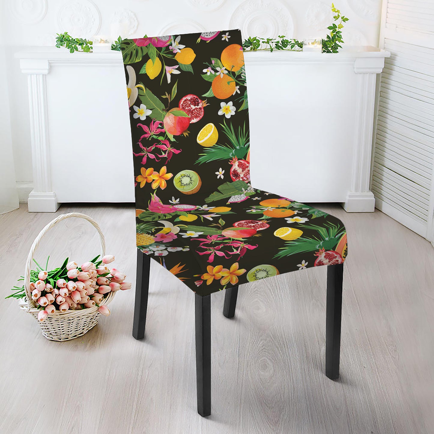 Tropical Paradise Fruits Pattern Print Dining Chair Slipcover