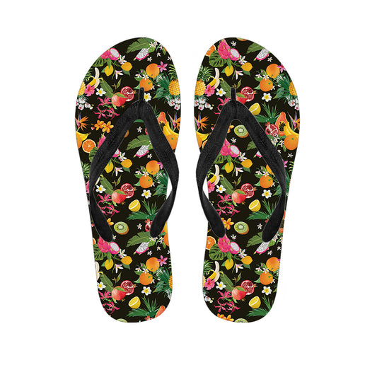 Tropical Paradise Fruits Pattern Print Flip Flops
