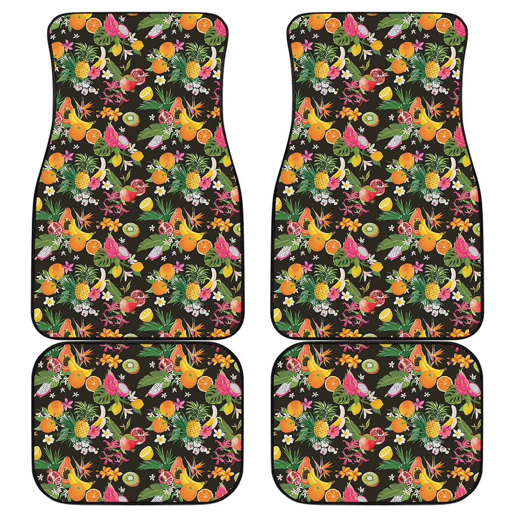 Tropical Paradise Fruits Pattern Print Front and Back Car Floor Mats