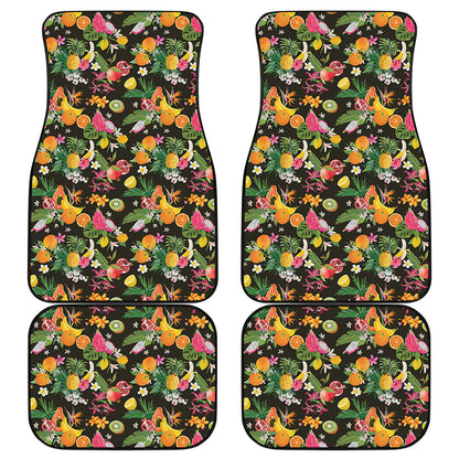Tropical Paradise Fruits Pattern Print Front and Back Car Floor Mats