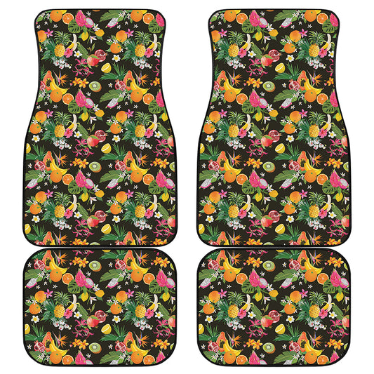 Tropical Paradise Fruits Pattern Print Front and Back Car Floor Mats