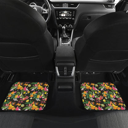Tropical Paradise Fruits Pattern Print Front and Back Car Floor Mats