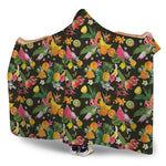 Tropical Paradise Fruits Pattern Print Hooded Blanket