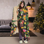 Tropical Paradise Fruits Pattern Print Hooded Blanket