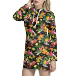 Tropical Paradise Fruits Pattern Print Hoodie Dress