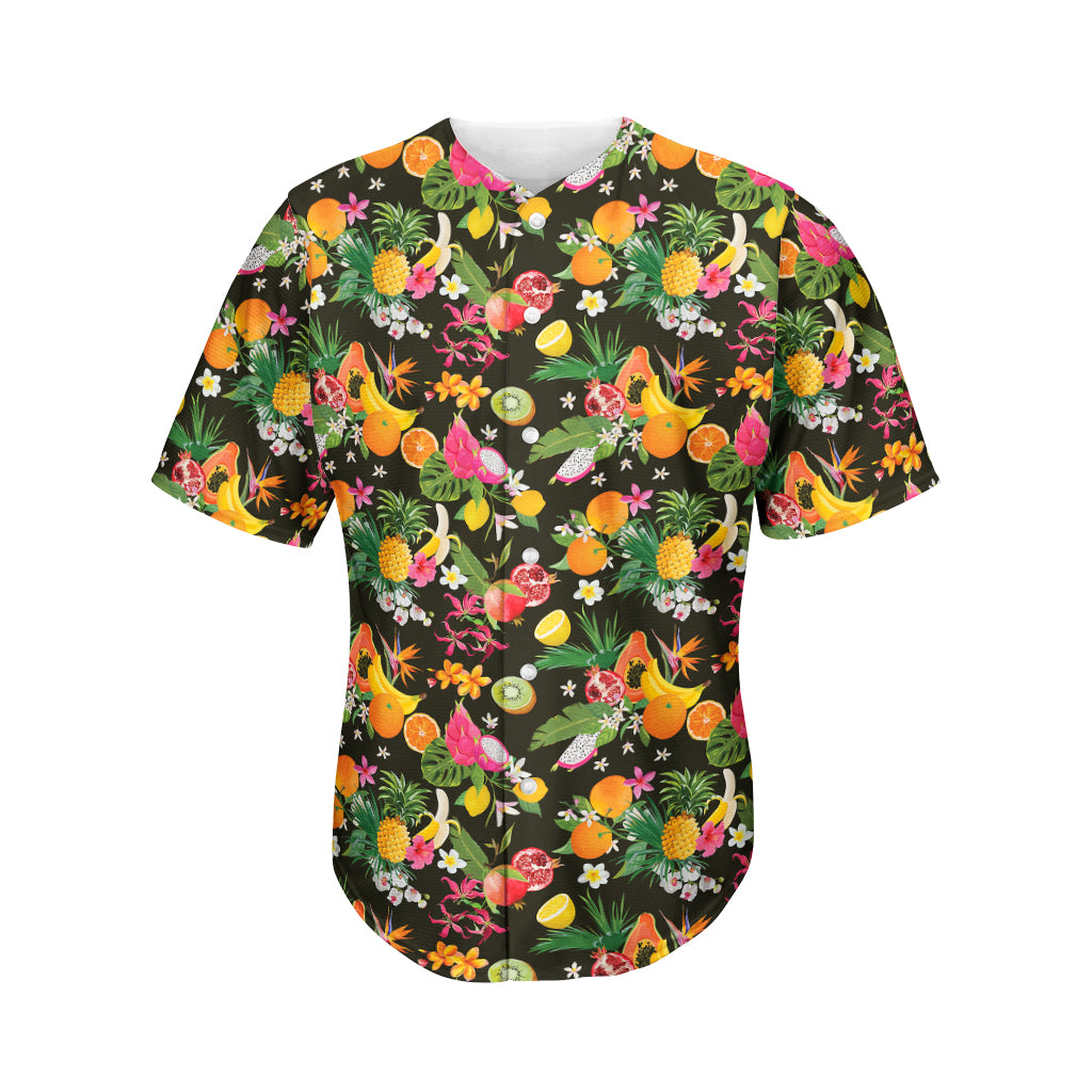 Tropical Paradise Fruits Pattern Print Men's Baseball Jersey