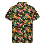 Tropical Paradise Fruits Pattern Print Men's Short Sleeve Shirt
