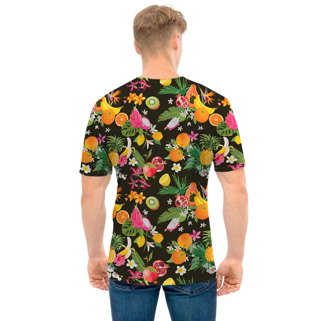 Tropical Paradise Fruits Pattern Print Men's T-Shirt