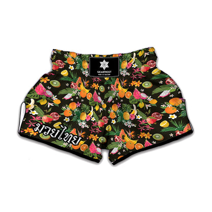 Tropical Paradise Fruits Pattern Print Muay Thai Boxing Shorts